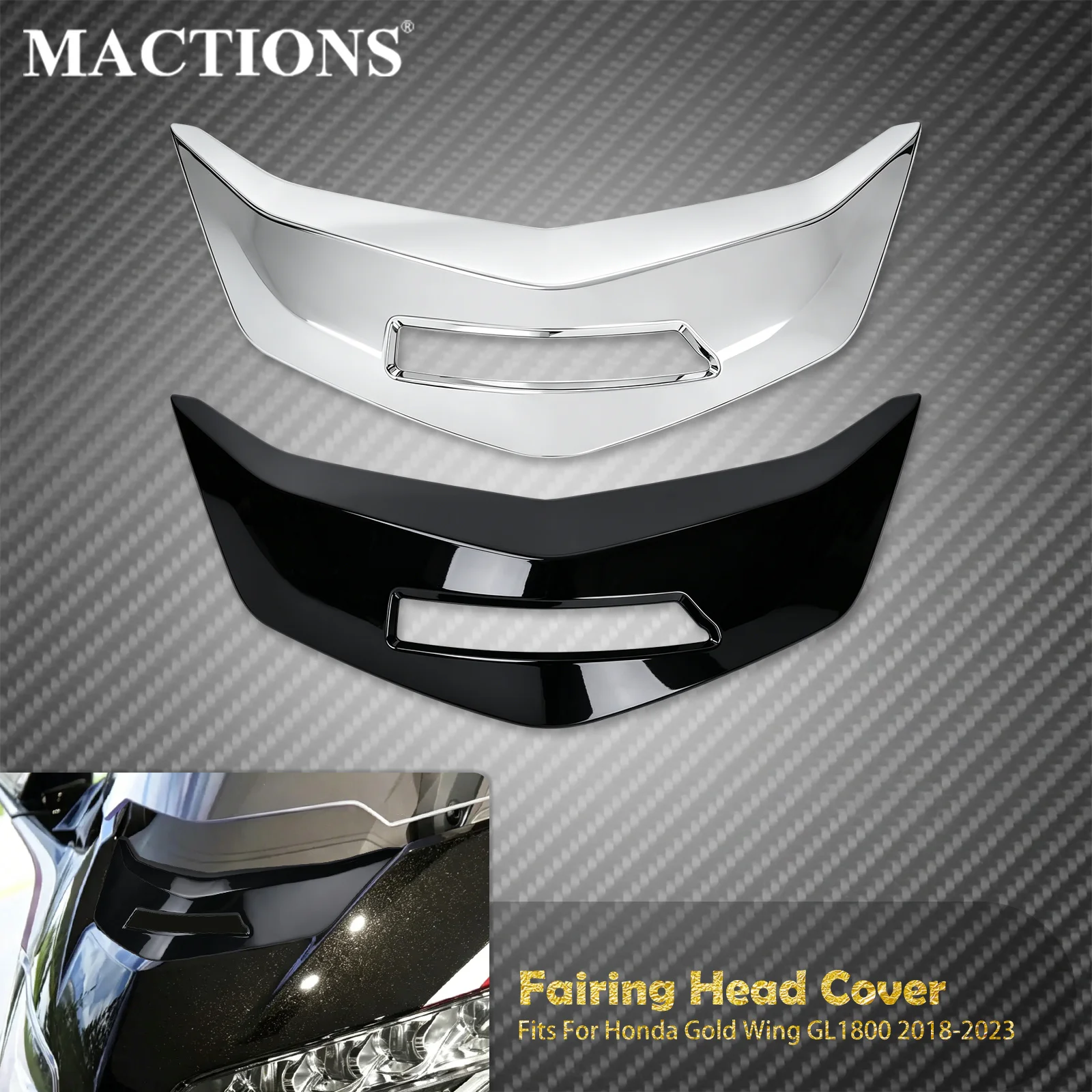 

Motorcycle Front Upper Fairing Head Cover Trim Black Chrome ABS For Honda Gold Wing GL1800 2018-2022 2023 Tour DCT Accessories