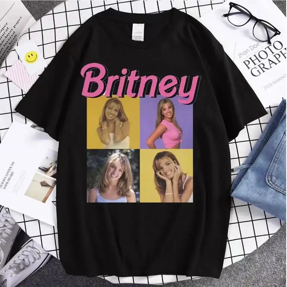 Coppia T Shirt vendita calda Britney Spears bella foto Cartoon Summer gothic Tops 01336