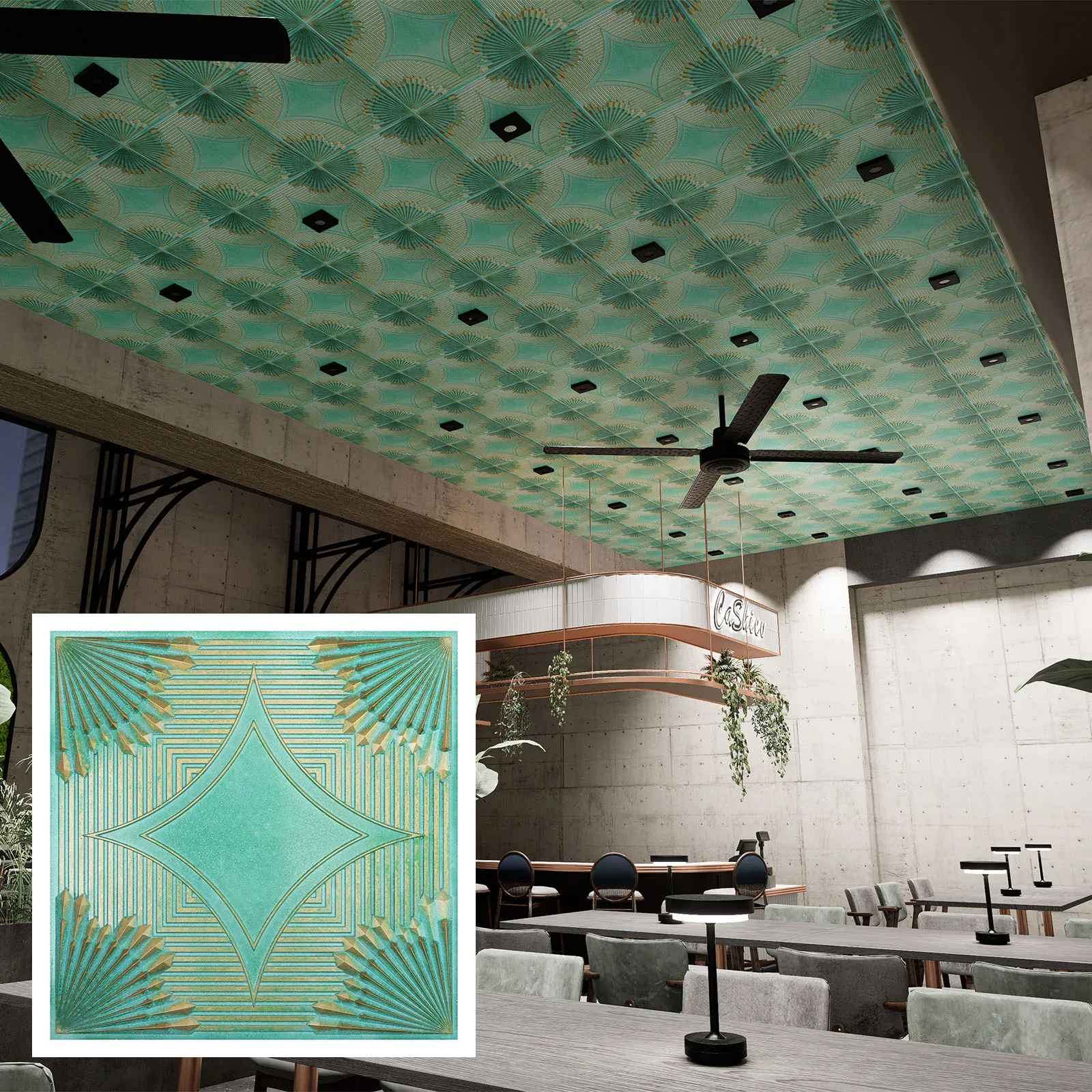 Chalk painted ceiling tiles, pvc wall panel, high-quality materials, PL81 10tiles/lot view 4