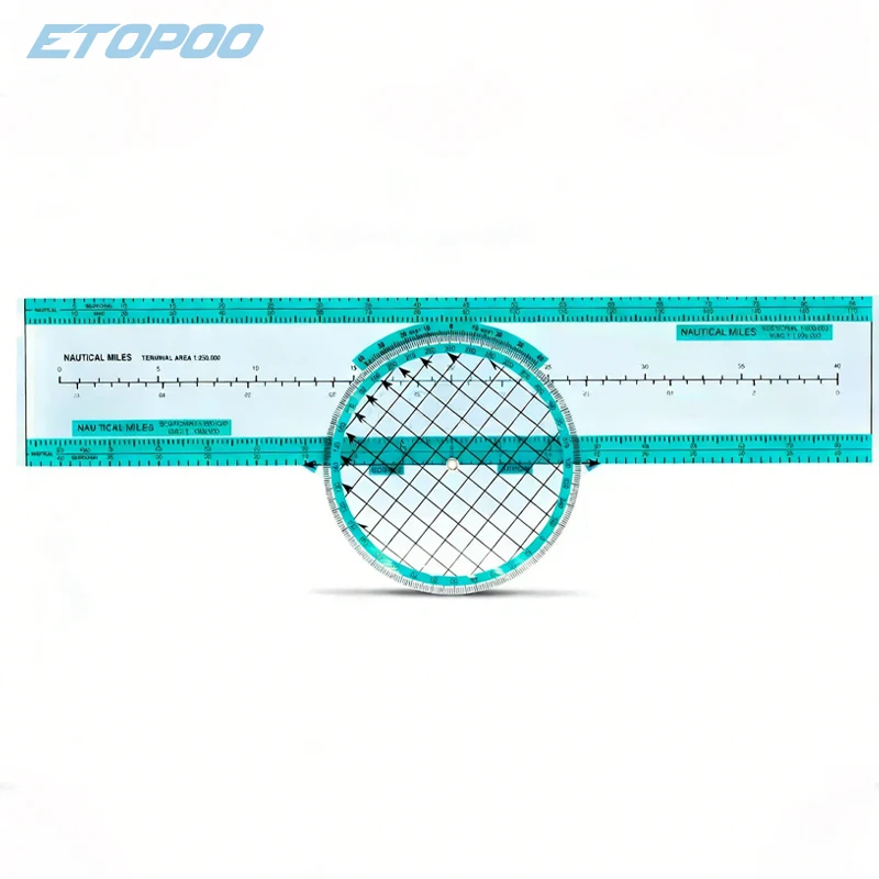 Aviation Training Ruler Plastic Plotting Tool Double Sided Scale Rotating Azimuth Disc for Flight Planning