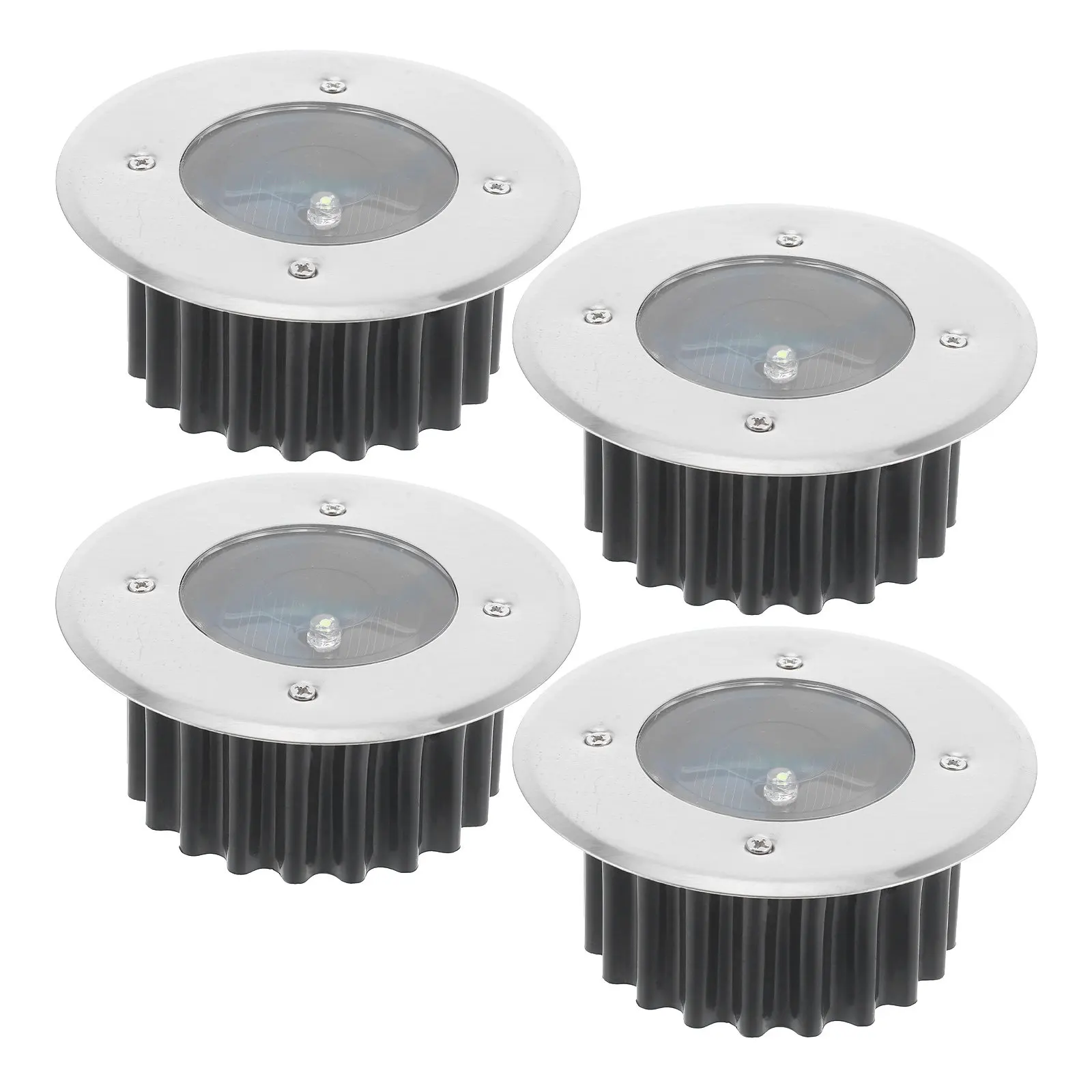 

4 шт. встраиваемых светильников из нержавеющей стали, солнечные садовые фонари, уличные светодиодные лампы на солнечной энергии для подъездных дорог, дорожек, дворов и тротуаров