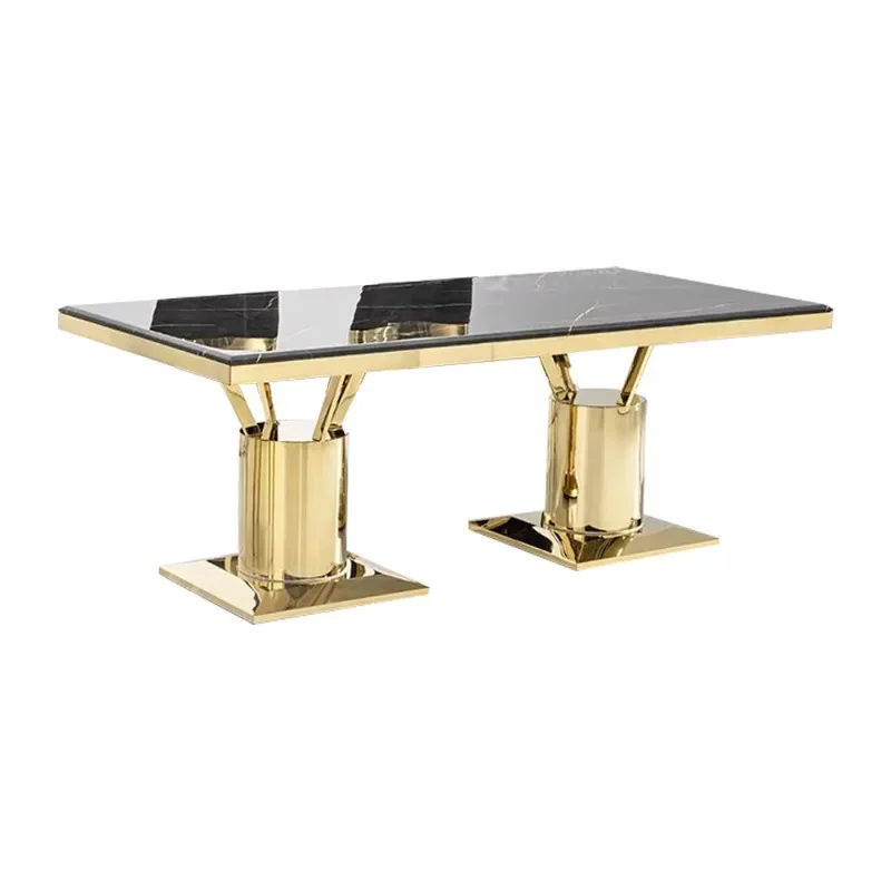 Italian light luxury marble dining table rectangular dining table and chairs