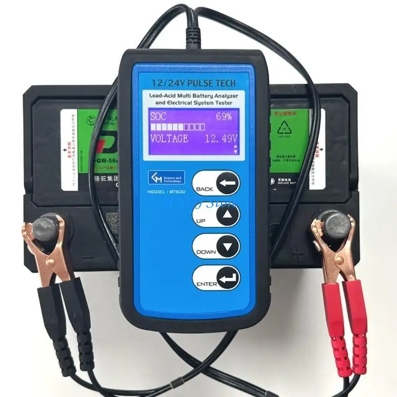 

37JE Car Battery Tester With LCD Display For 12V 24V Systems Capacity Resistance Check
