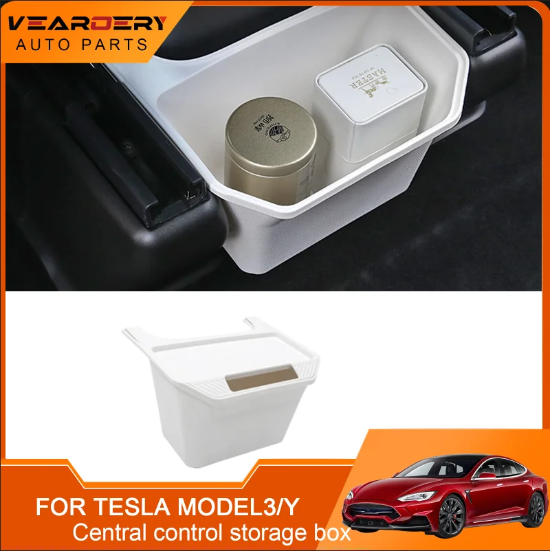 

For Tesla Model Y Rear Central Control Storage Box TPE Style Car Console Organzier Tray Case For Tesla Model Y Accessories