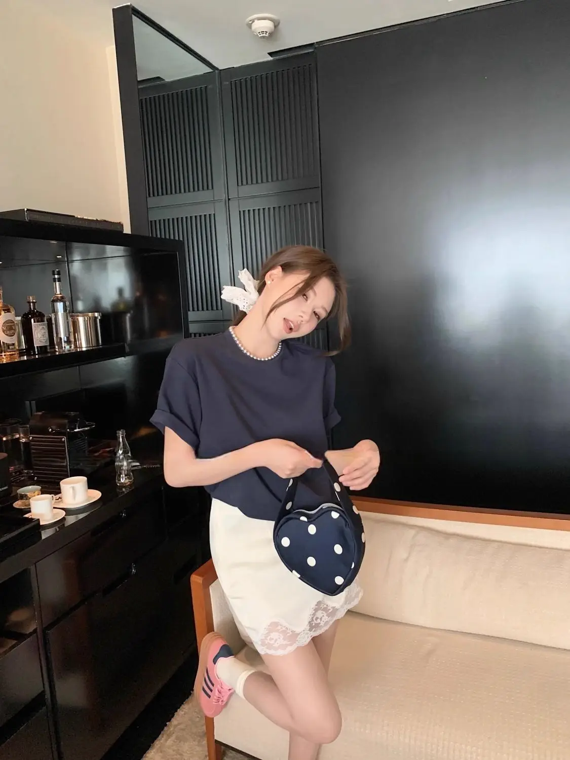 أنيقة السيدات أزياء من الدانتل المرقعة الساتان ألف خط تنورة الصيف عالية الخصر بلون خمر تنورة صغيرة النساء ملابس بسيطة #3