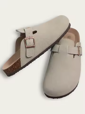Comwarm Fashion Men Clogs Slippers Women Classic Cork Footbed Suede Mules Cozy Potato Shoes With Arch Support Men Beach Slippers