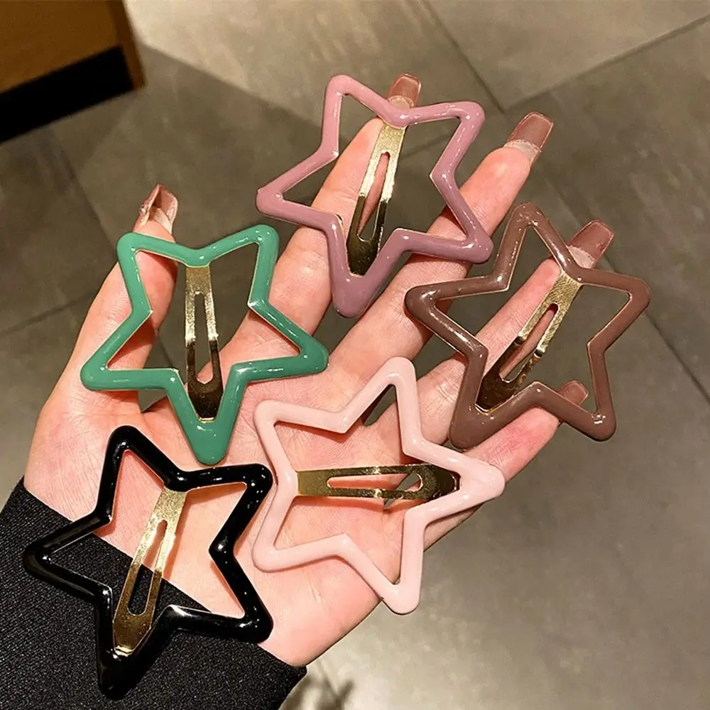Personalized Pentagonal Star Star BB Hair Clip Alloy Metal Side Barrettes Geometric Hollow Y2k Hairpin Girls