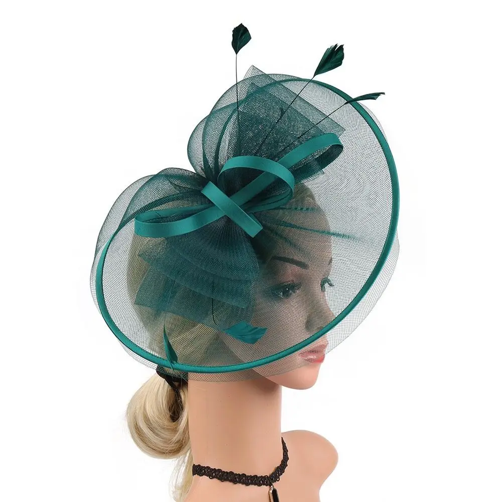 Fashion Feather Fascinators Hats Mesh Decorative Headband Bride Headpiece Tea Party Hats