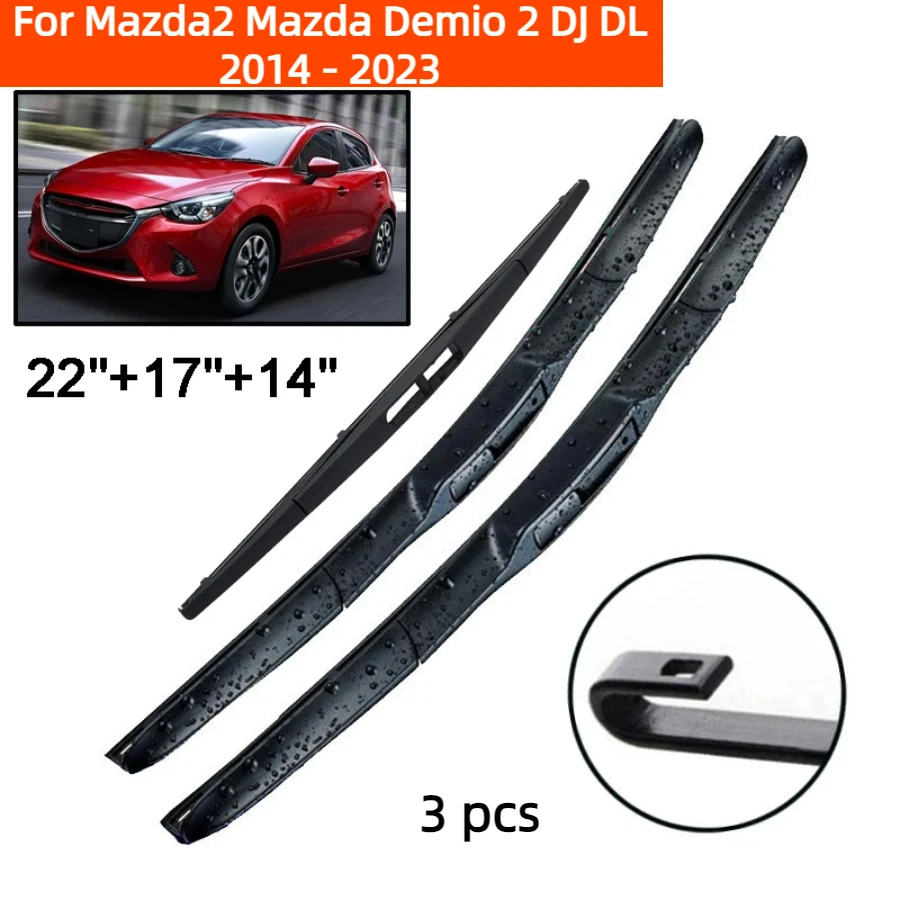 ZHANGU Wiper Front & Rear Wiper Blades Set For Mazda2 Mazda Demio 2 DJ DL 2014 - 2023 Windshield Windscreen Window 22