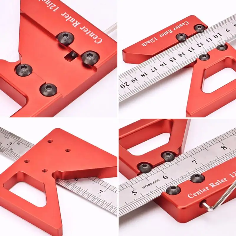 Center Finder Woodworking Square Center Scribe Carpenter Woodworking Ruler Circle Center Finder With Detachable Ruler Aluminum