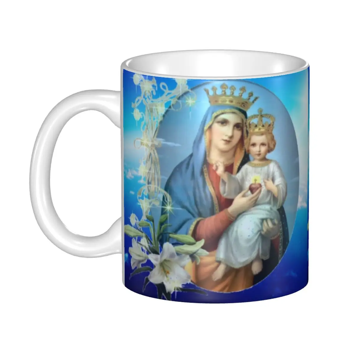 DIY Virgin Mary Ceramic Mug Custom Catholic Christian Coffee Cups Creative Gift