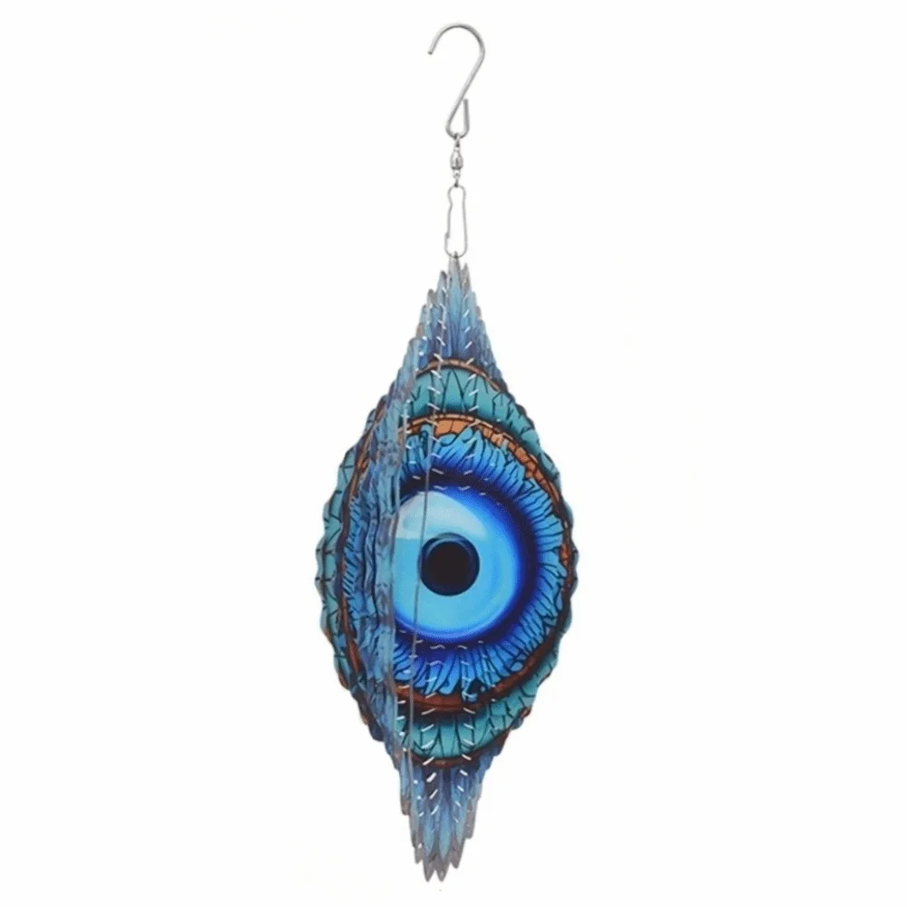 Creative Metal Mandala Wind Spinner Blue Eye Hanging 3D Wind Spinner Decorative Hanging Wind Chime Indoor