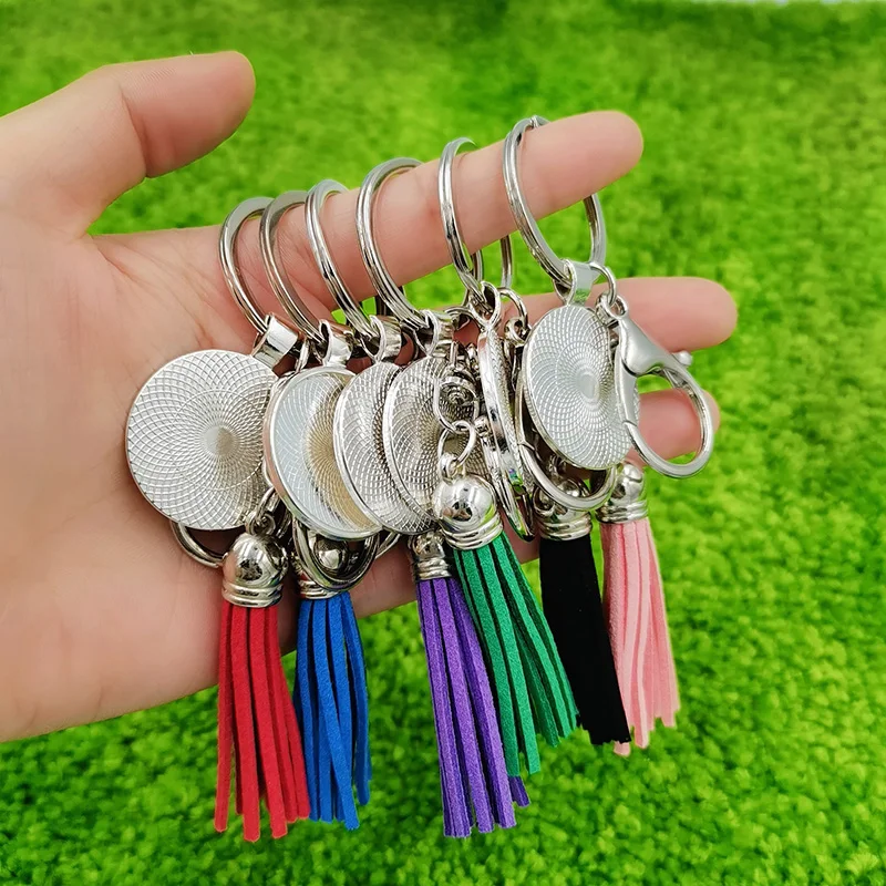 Charm Four Leaf Clover Keychain Green Blue Tassel Glass Crystal Pendant Fashion Women Lady Bag Charms Keyring Luck Jewelry