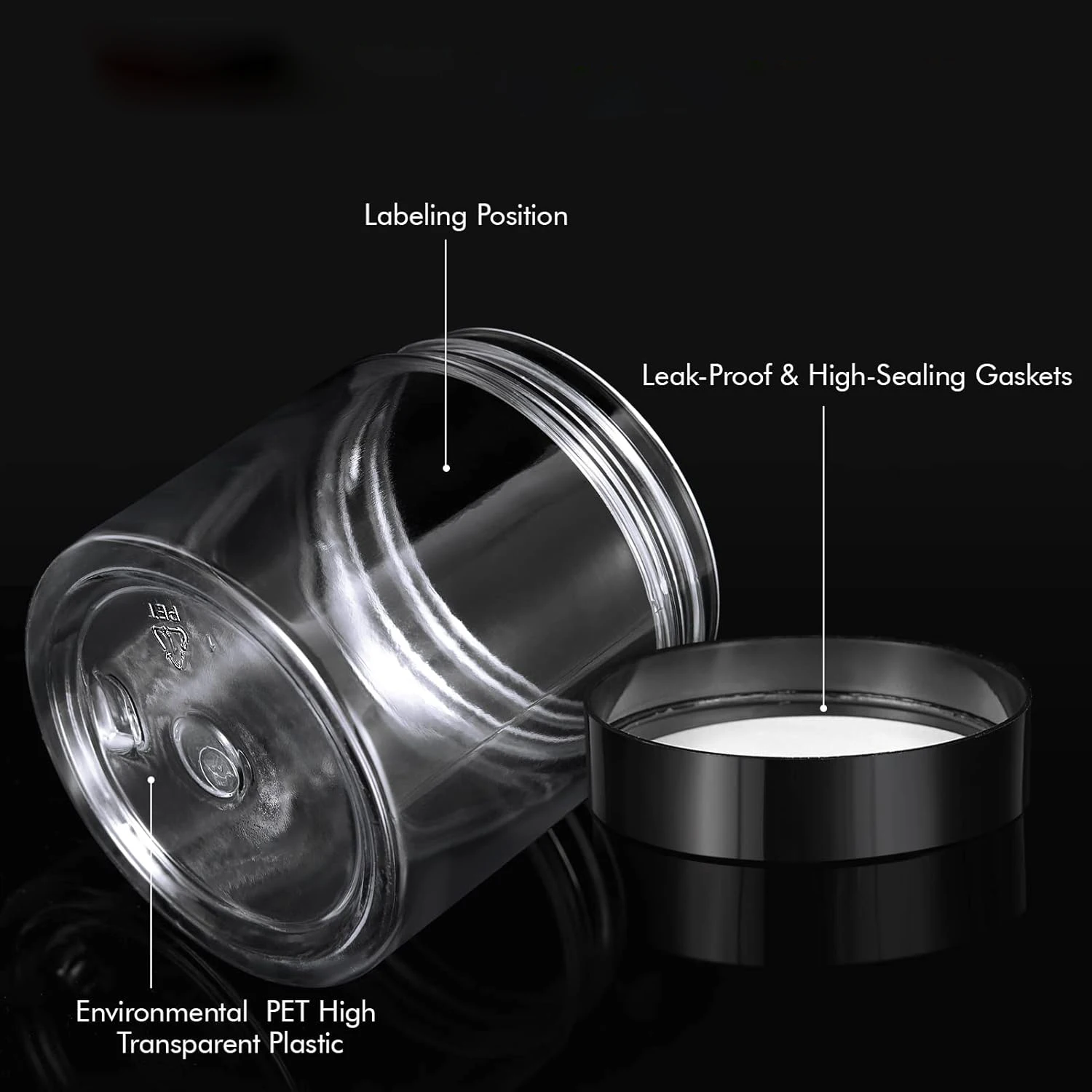 4oz Plastikdosen mit Deckeln, klare runde Kosmetikbehälter, leere Aufbewahrungsdosen für Make-up, Schmuck, Proben, Reiseaufbewahrung – Detail 2