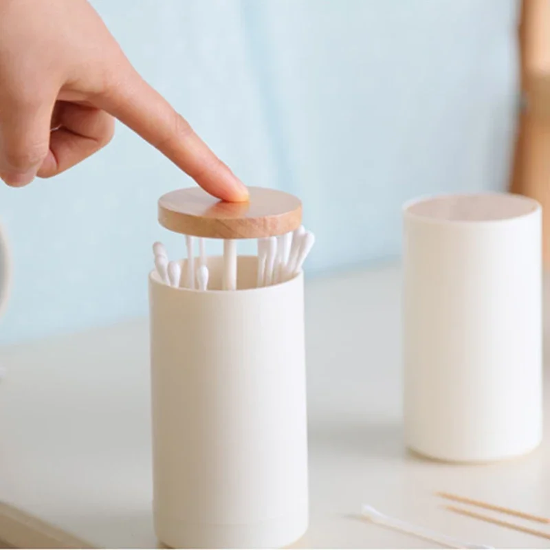 Automatic Pop-up Toothpick Holder Cotton Swabs Storage Box Dispenser Dental Floss Storage Container for Hotel Home