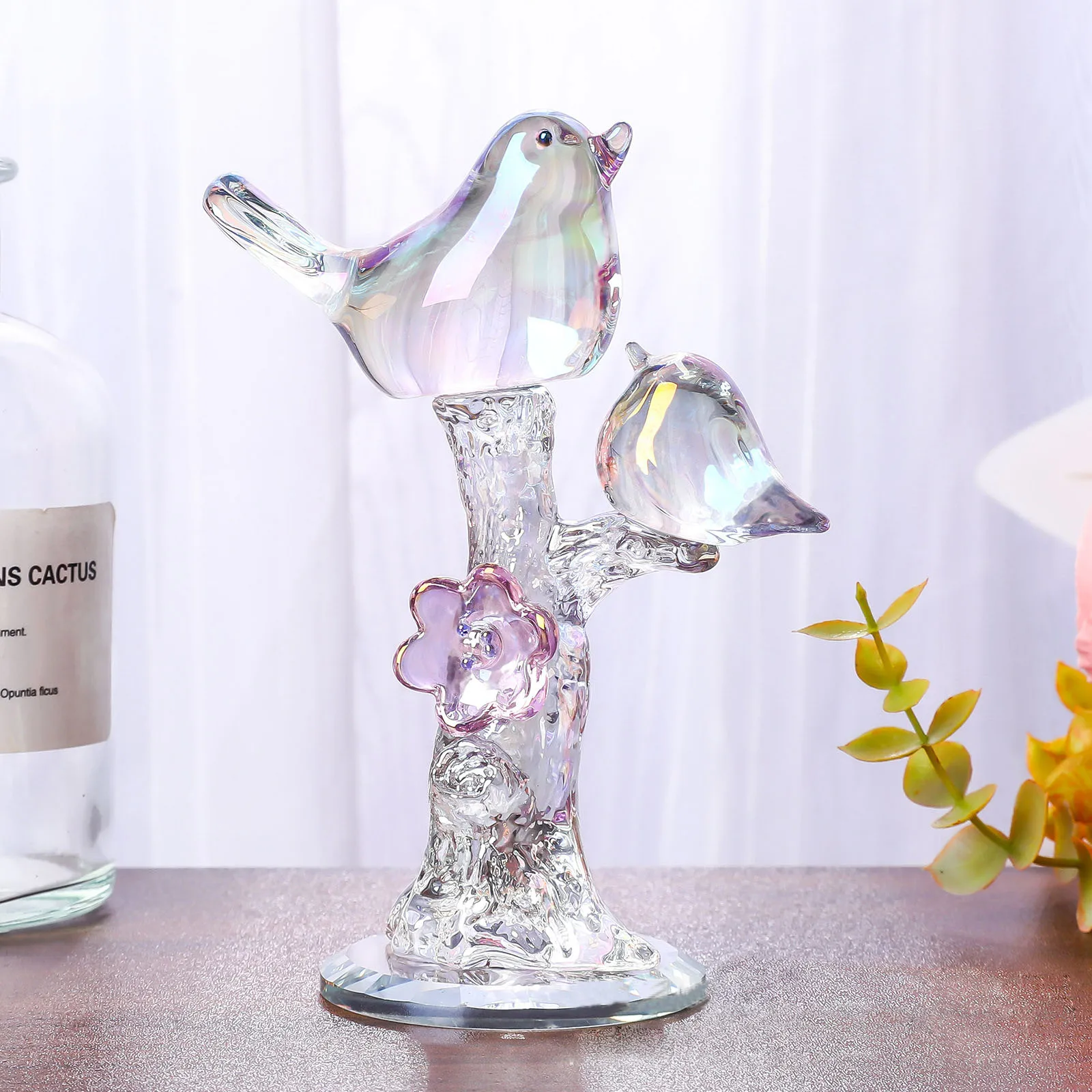 Modern Crystal Bird Sculpture Glass Birds Creative Simulation Decoration For Home Wedding Table Decor