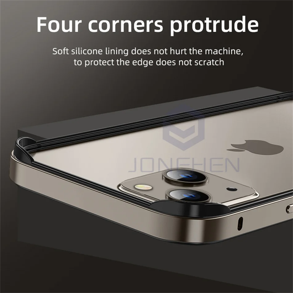 Luxury Anti Scratch Angle Aluminum Bumper Case For iPhone 15 14 13 12 11 16 Pro Max X XR XS 7 8 Plus Hybrid Silicone Light Frame