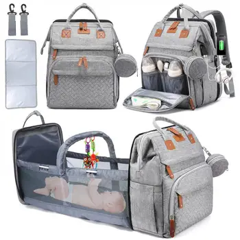 Multifunctional Bed Diaper Backpack Baby Girl Boy Nappy Changing Bag Large Capacity…
