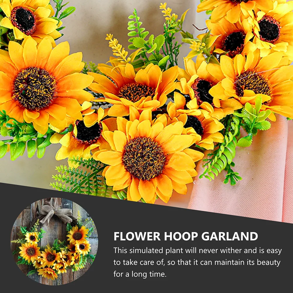 

1pc 30Cm Artificial Sunflower Door Decor Wall Hanging Wreath For Party Holiday Home Garden Indoor Outdoor Decoration