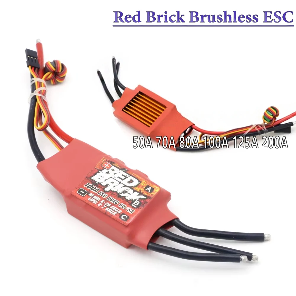 

Бесщеточный ESC Red Brick Бесщеточный электронный регулятор скорости ESC 50A 70A 80A 100A 125A 200A для FPV RC Мультикоптер Дрон Запчасти
