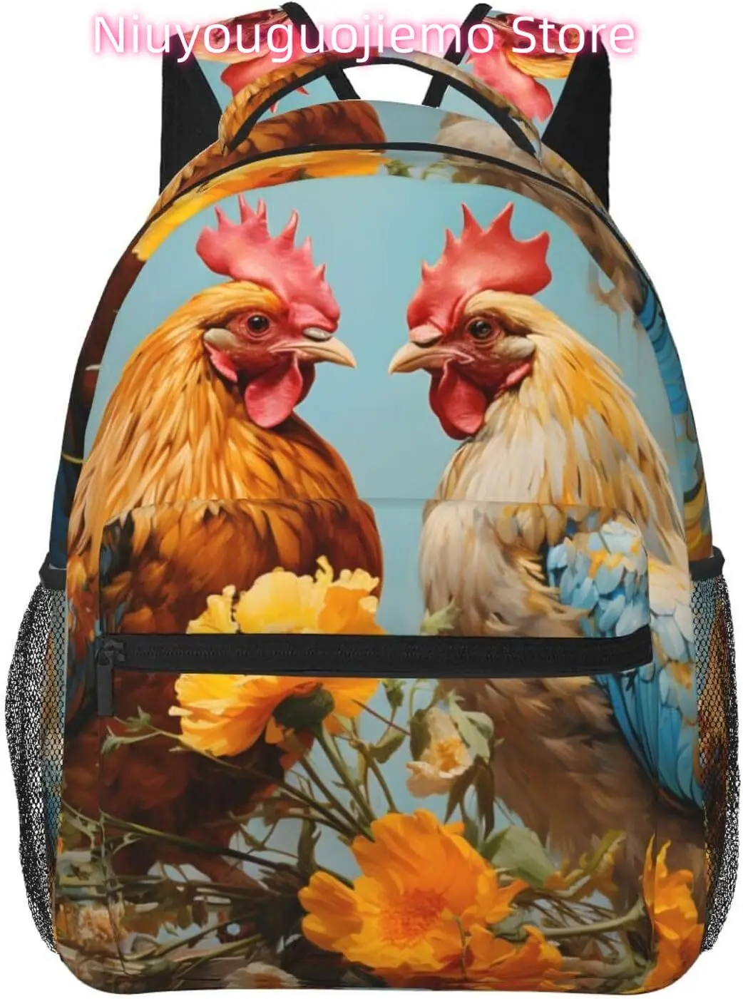 

laptop bag back to school Cute Rooster Pattern Lightweight Laptop Backpack Lightweight Multipurpose Travel Casual Daypack Unisex