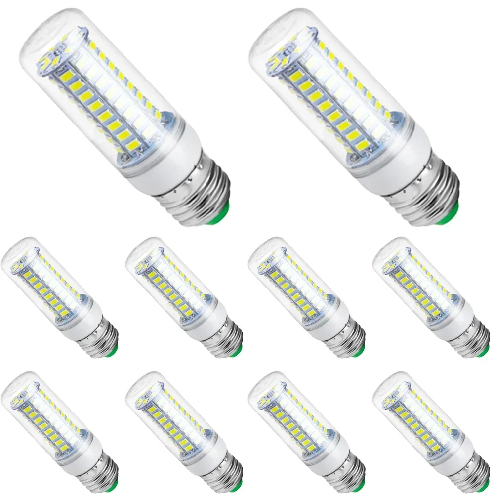 

10 Pcs/Lots 220V 72 LEDs E27 E14 GU10 G9 B22 LED Corn Bulb High Transmittance SMD 5730 Chandelier Candle LED Light Warm Light