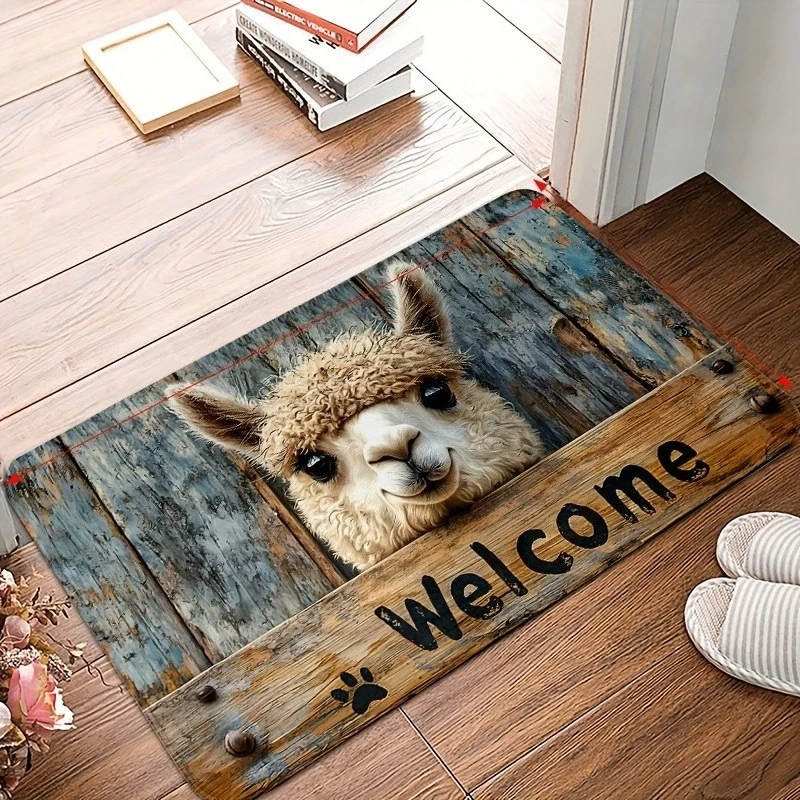 

1PC Alpaca Pattern Kitchen Rugs Non-Slip Home Door Mats Pop design Bathroom Rug Bath Mat Carpet for Home Sink Laundry Decor
