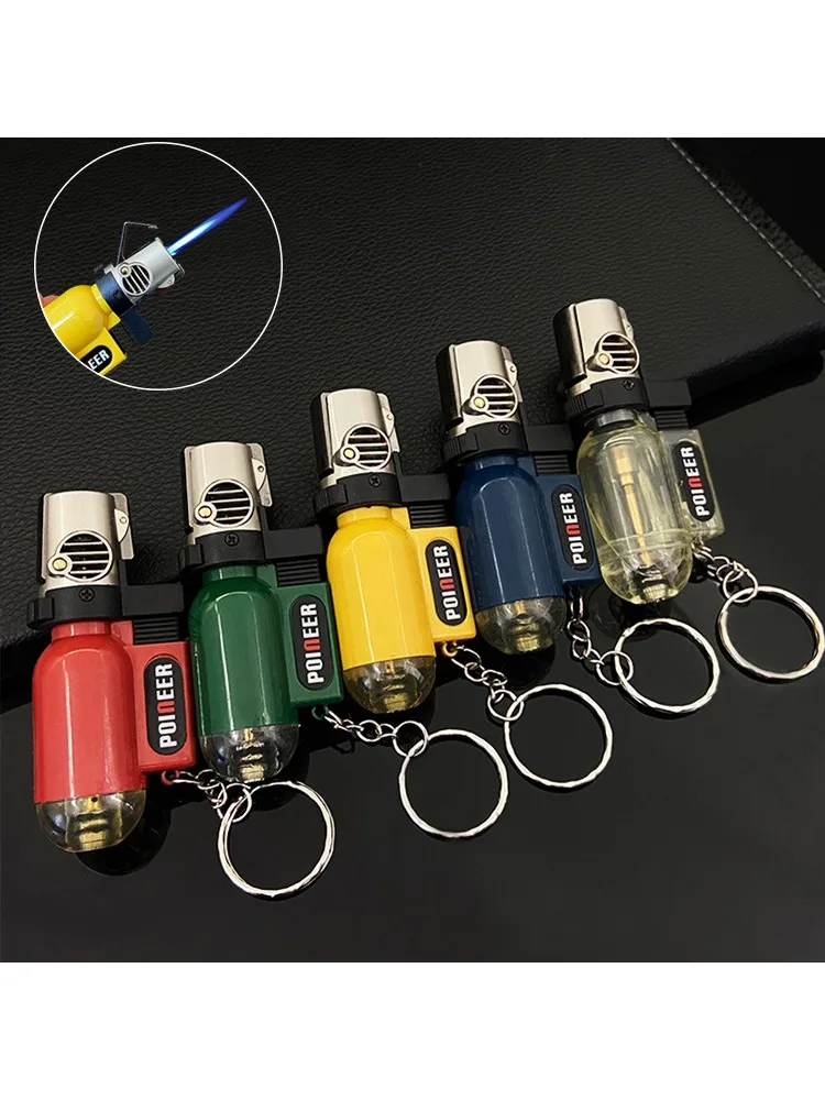 Briquet à Butane pour hommes, torche à Jet coupe-vent, Portable, pour barbecue, allumage extérieur, outil de survie, porte-clés, outil de Cigarette, briquets pour hommes, 2 pièces