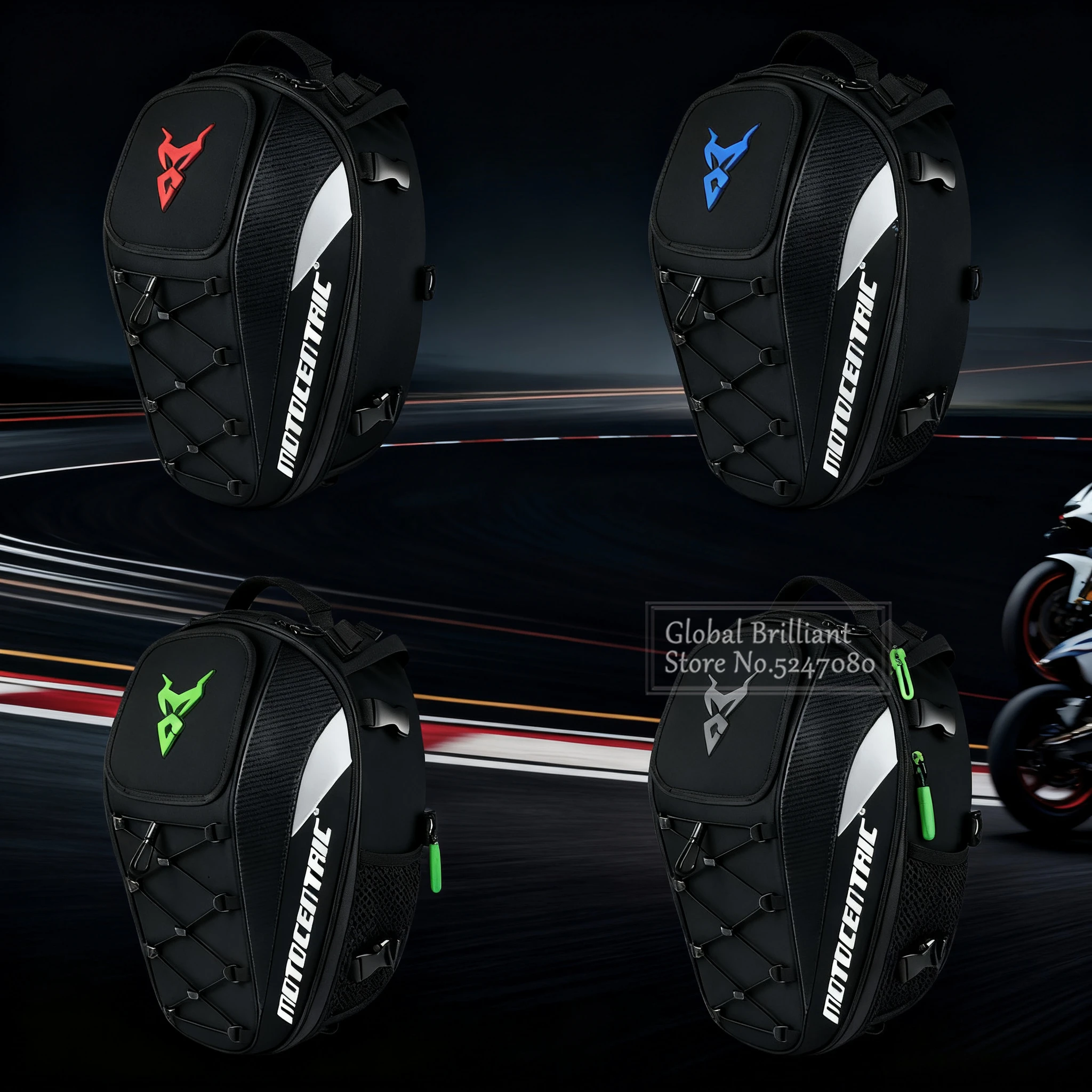 MOTOCENTRIC Waterproof Tail Bag Multi-functional Durable Rear Seat Bag Motorcycle High Capacity Rider Helmet Backpack Luggage