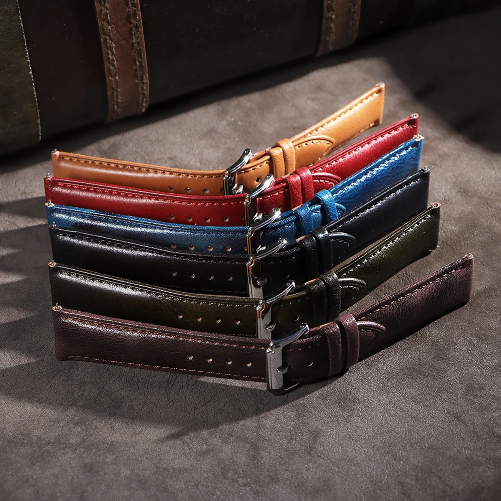 20mm 22mm Quick Release Genuine Leather Watchband Watch Strap For Samsung Galaxy Watch7/ 6/5 Smartwatch Wristband Men Women Belt