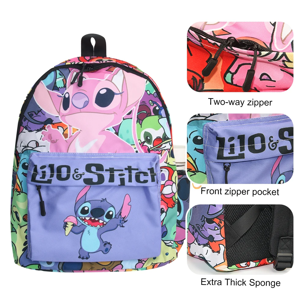 MINISO Disney Anime Stitch Pen Bag Stationery Box Primary and Secondary School Student Backpack Cartoon School Bag Kids Gift