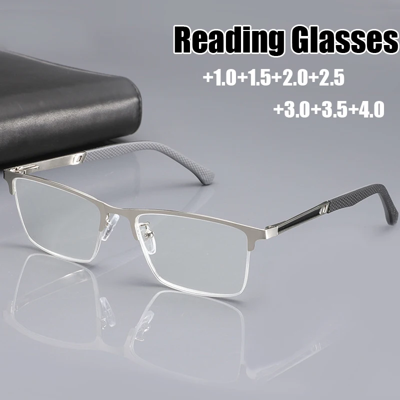 

Fashion Business Men's Reading Glasses High-definition Square Half Frame Far Sight Eyeglasses Lady Finished Prescription Eyewear