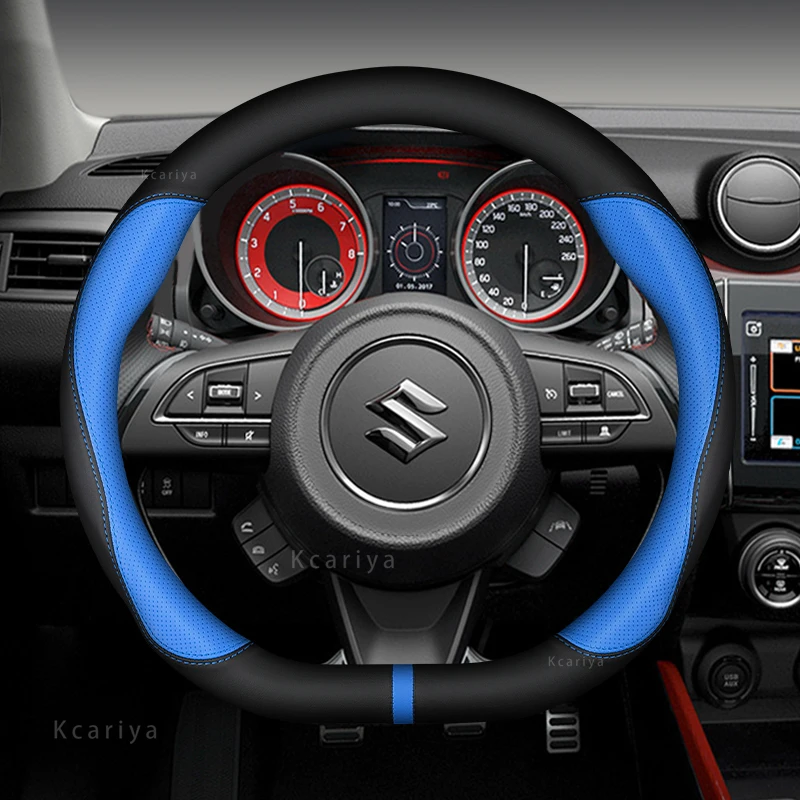 

Customize Microfiber Leather Car Steering Wheel Cover For Suzuki Ignis Jimny Samurai vitara sx4 swift Alto Emblem XL Accessories