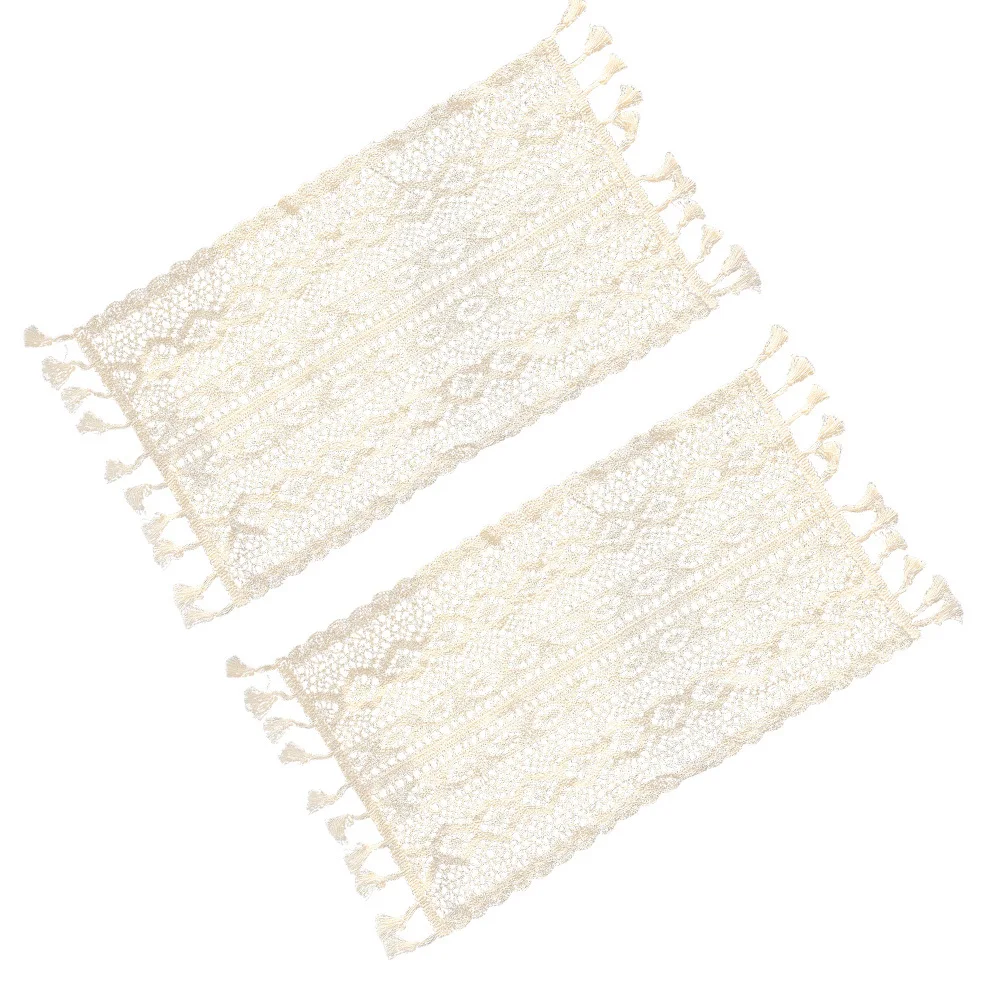 

2Pcs Lace Table Mat White French Style Fine Workmanship Decorative Wedding Dining Room Rustic Romantic Placemat