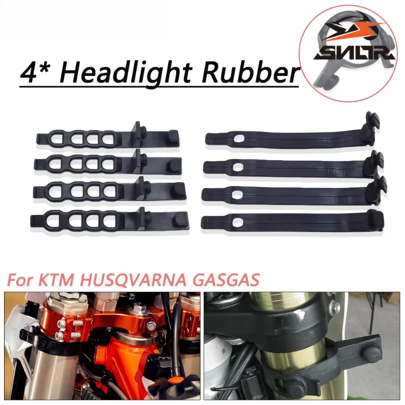 SNOR 4 Pcs Motorcycle Headlight Rubber Straps Retainer Brackets Led Light Mount For KTM SX EXC XCW HUSQVARNA TE GASGAS ECF