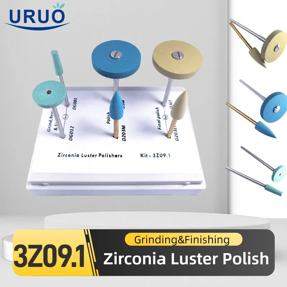 Dental Polishers Zirconia Luster Polishing Kit 3Z09.1 Diamond Stones Medium/Extra Fine Grit Polishing Tools