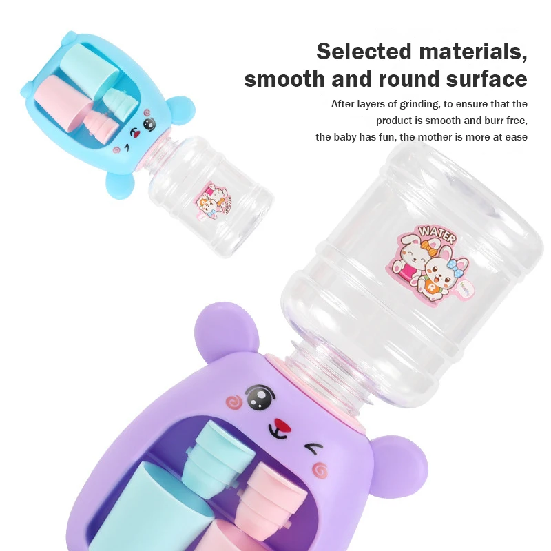 Mini Children Dual Water Dispenser Toy Girls Cold/Warm Water Juice Milk Drinking Fountain Simulation Cartoon Kitchen Toys Gifts