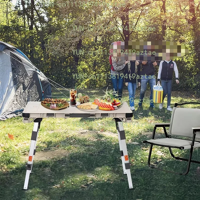 3-in-1 Portable Outdoor Camping Table, Multi-purpose Picnic Utility Cart with 5.4 Inch Wheels