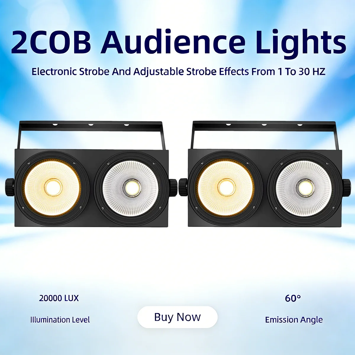2 Pezzi Faretto Par Wash 2COB 2x100W con Strobo a Velocità Regolabile, LED 2IN1 Bianco Freddo e Caldo, Illuminazione per Feste, Bar, DMX, Illuminazione Scenica