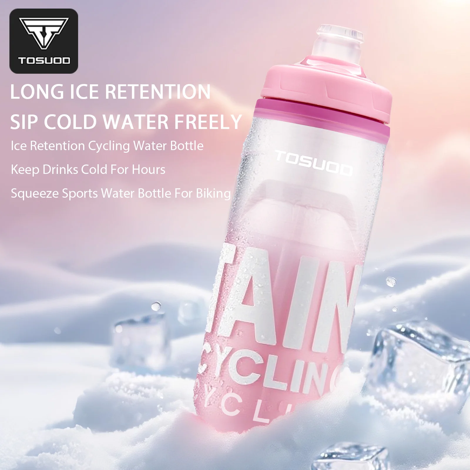 TOSUOD 620ML Cycling Keep Cold Water Bottle MTB Road Bike Portable Cup Lightweight Outdoor Cycling Water Bottle Bike Accessory