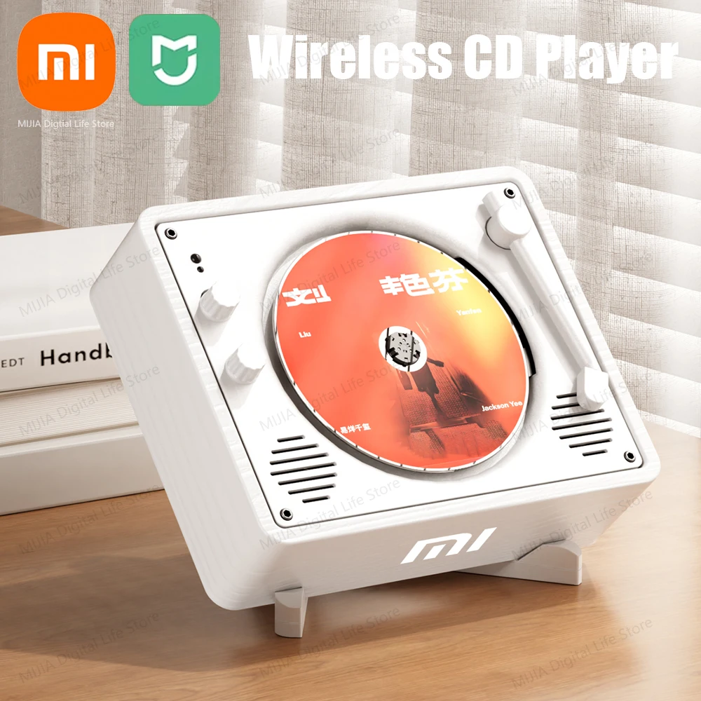 XIAOMI MIJIA Retro Wireless CD Player Bluetooth5.4 Wall Mounted Bluetooth Speaker Supoort AUX 3.5mm USB Flash Drive Gramophone