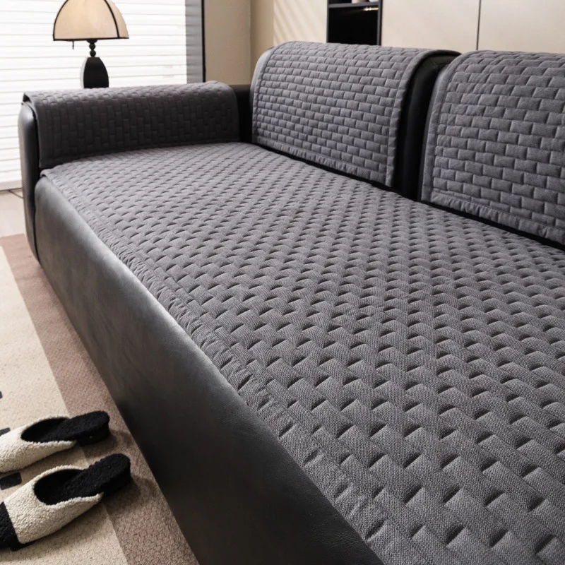 Thickened Anti-Slip Sofa Cushion Cover Solid Color Sofa Pad Backrest Furniture Protector Universal Non-slip Sofa Cover