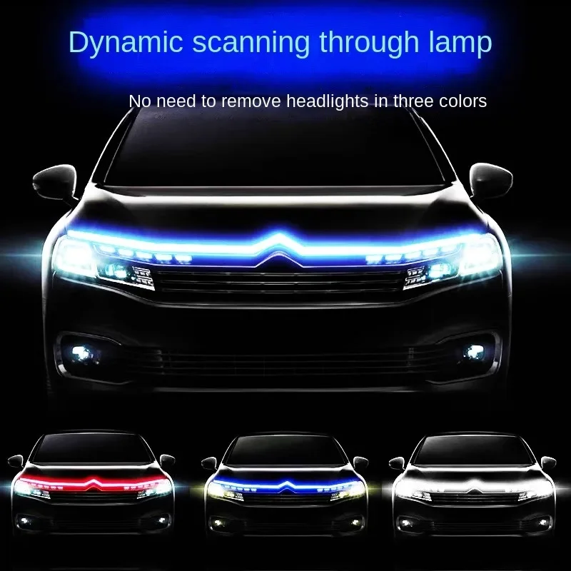 

LED Daytime Running Light Scan Starting Car Hood Decorative Lights DRL Auto Engine Hood Guide Decorative Ambient Lamp 12V
