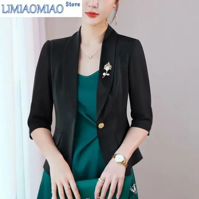 

Women Suit Coat Spring Autumn Short Korean Version Chiffon Ladies Outerwear Temperament Elegant Fashion Lady Blazer Jacket