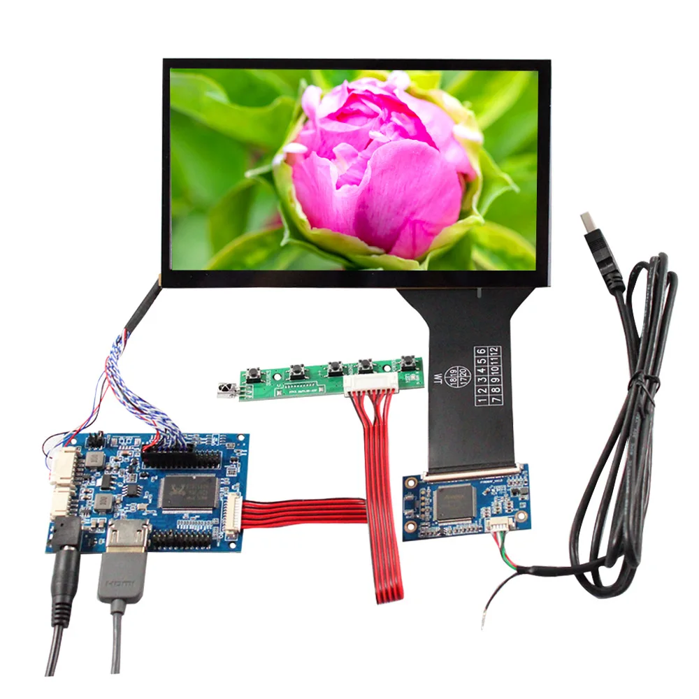 HD MI LCD Controller Board 7inch 1024x600 1000nit OutDoor Touch LCD Screen