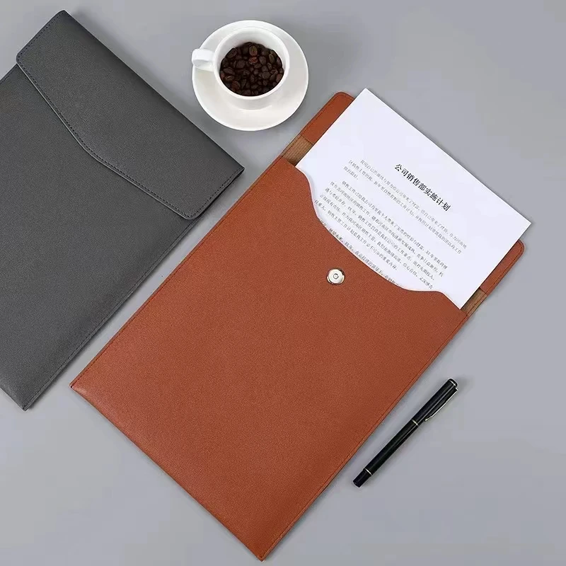 Folder File Kulit PU Vertikal A4 Tempat Dokumen Amplop File Tahan Air Casing Portofolio Kulit Pengatur File Pengarsipan untuk Biarkan
