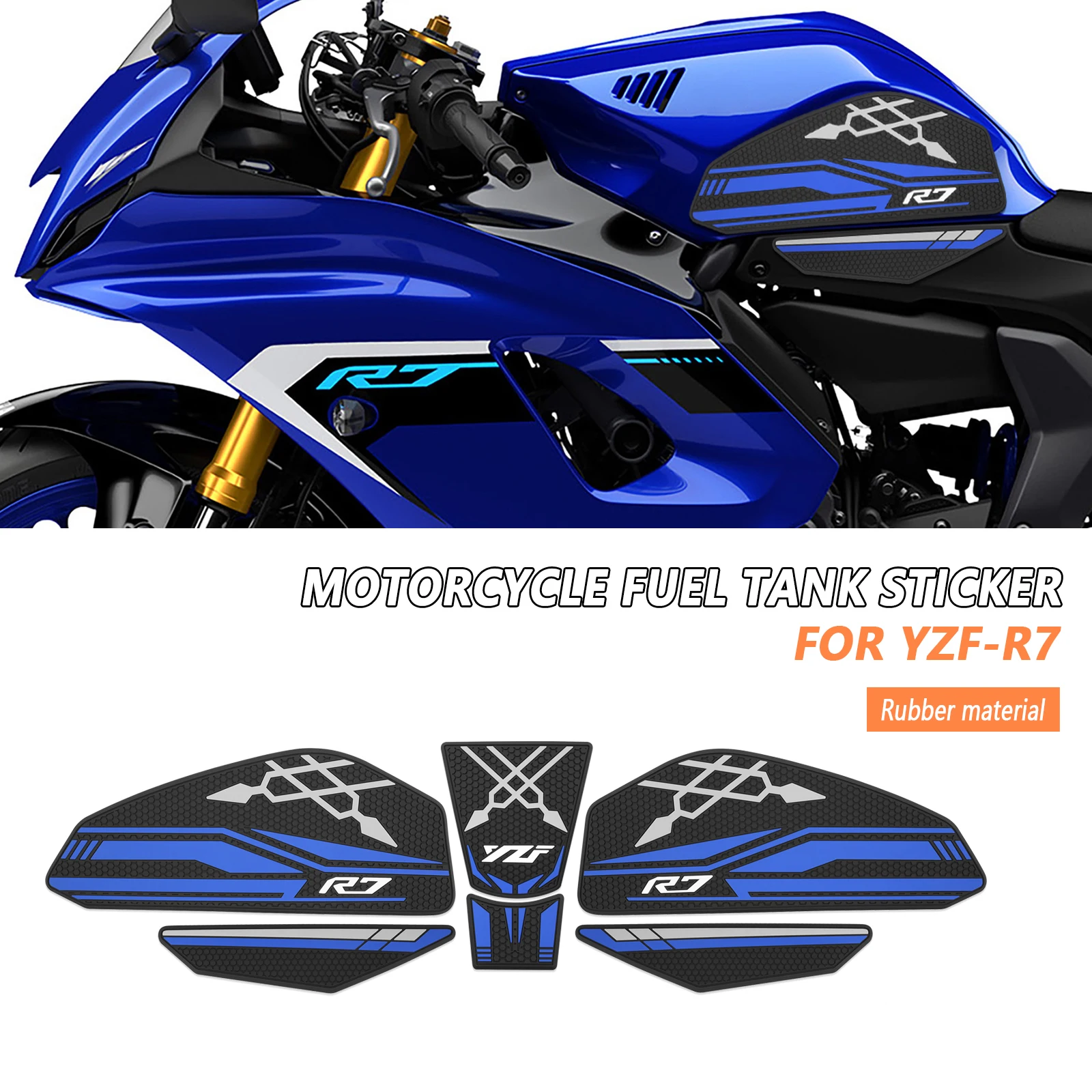

For Yamaha R7 2025 YZF R7 YZF-R7 2021-2025 2024Motorcycle Stickers Rubber Oil Tank Pad Protector Side Non-Slip Protection Decals