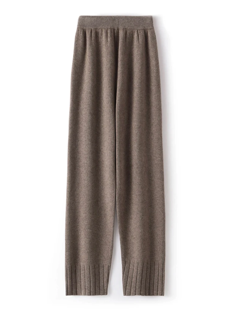 Addonee 100% lana Merino pantaloni a matita da donna autunno inverno pantaloni in maglieria in Cashmere stile semplice pantaloni morbidi caldi e comodi