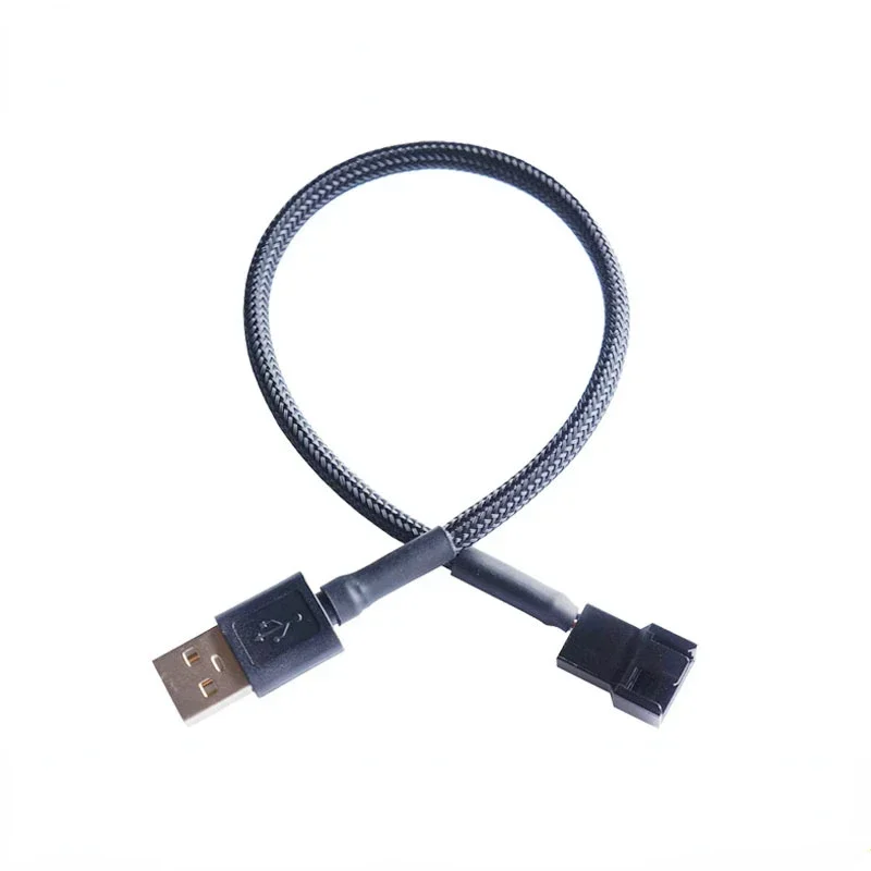 USB To 4pin Nylon Net Sleeve Adapter Cable - 5V Computer Case/CPU Fan Conversion