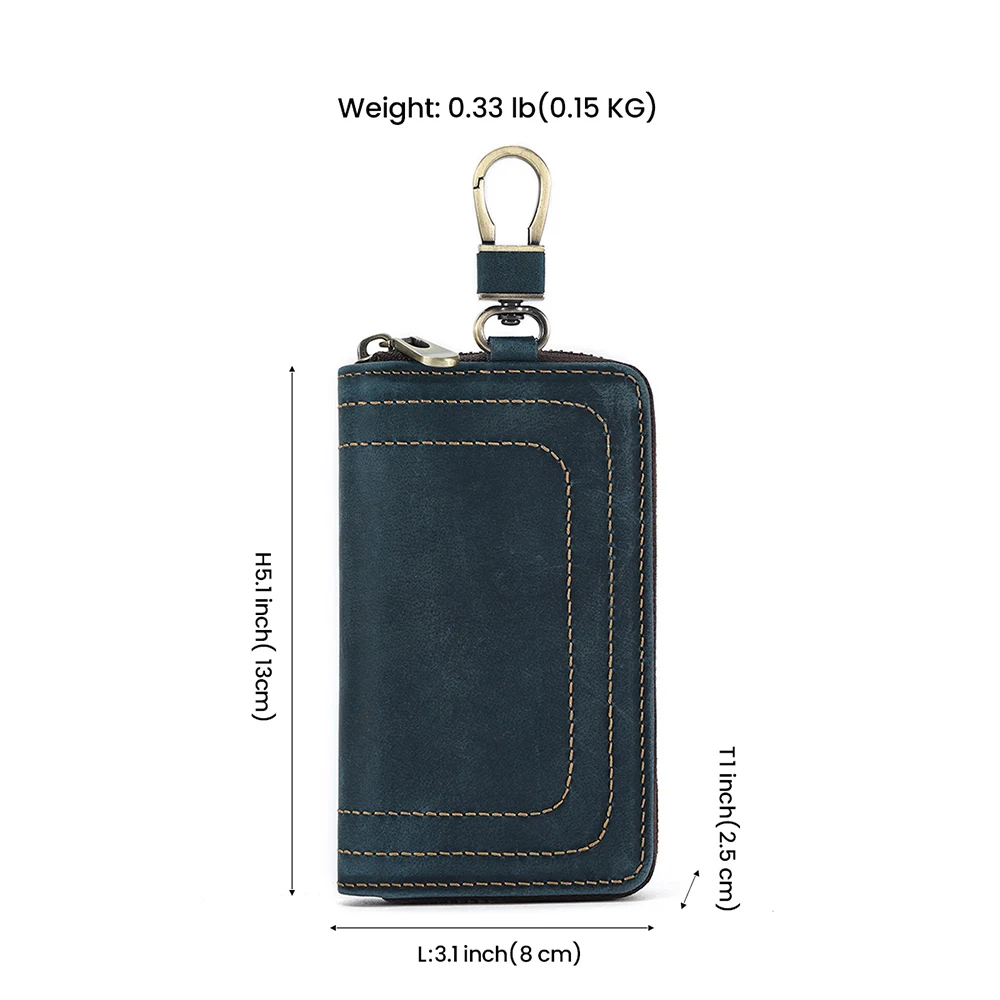 JOYIR Genuine Cowhide Leather Zipper Coin Wallet Women Men Mini Money Pouch Change Purse with Keychain Key Holder Unisex Wallets